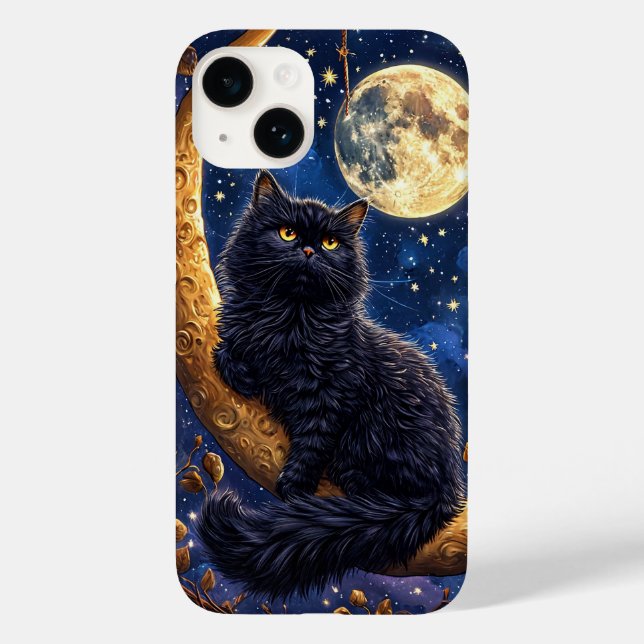 Funda De Case-Mate Para iPhone Majestuoso gato negro descansando (Reverso )