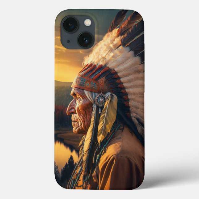 Funda De Case-Mate Para iPhone Majestuoso jefe indio con vistas al salvaje oeste (Reverso)
