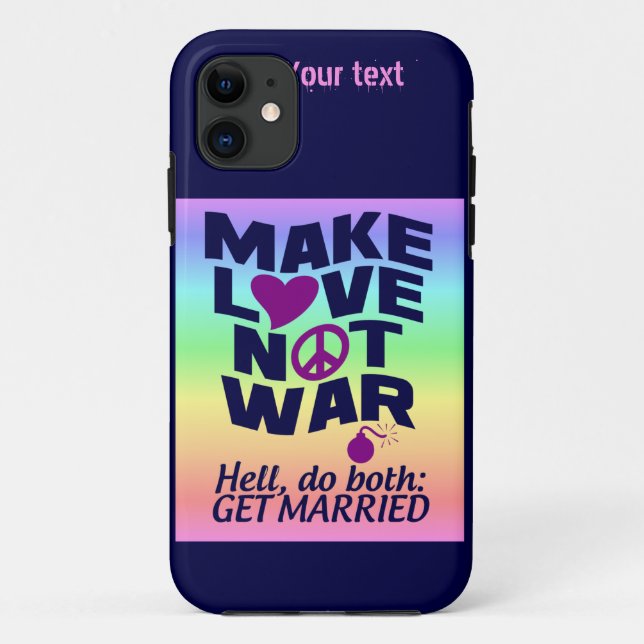 Funda De Case-Mate Para iPhone Make Love Not War personalizado iPhone case mate (Reverso)