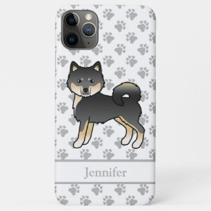 Funda Para iPhone 11 Pro Max Malamute Alaskan Negro Y Canela Perro De Dibujos A