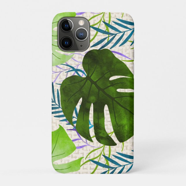 Funda De Case-Mate Para iPhone Maleah Monstera Tropical Hawaiana acuarela verde (Reverso)