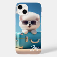 Maleta de viaje de perro blanco lindo nombre perso