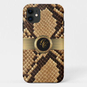 Funda Para iPhone 11 Maletín de piel de serpiente