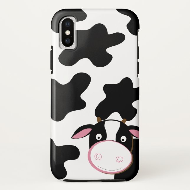 Funda De Case-Mate Para iPhone Maletín de teléfono blanco y negro de vaca (Reverso)
