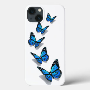 Funda Para iPhone 13 Maletín de teléfono de mariposa azul 3D