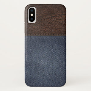 Funda Para iPhone X Maletín iPhone de textura de cuero y denim