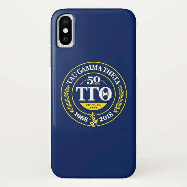 Funda De Case-Mate Para iPhone Maletín telefónico de 50 años Tau Gamma Theta (Reverso)