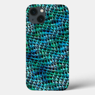 Funda Para iPhone 13 Malla de saco torcida y ondulada, cian verdoso