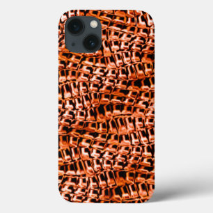 Funda Para iPhone 13 Malla de yute de coral cruzada y ondulada, naranja