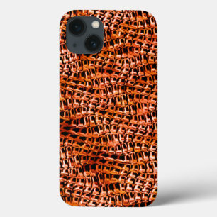 Funda Para iPhone 13 Malla de yute de coral cruzada y ondulada, roja y 