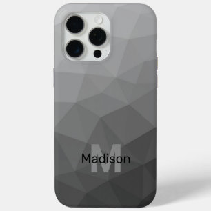 Funda Para iPhone 15 Pro Max Malla geométrica gradiente gris claro Monograma