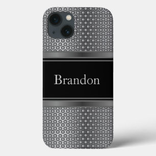 Funda Para iPhone 13 Malla metálica negra y plateada