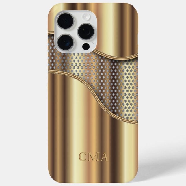 Funda De Case-Mate Para iPhone Malla Metalizado dorada | Monograma (Reverso )