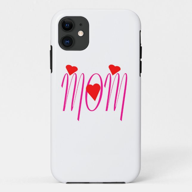Funda De Case-Mate Para iPhone Mamá con corazones rojos (Reverso)