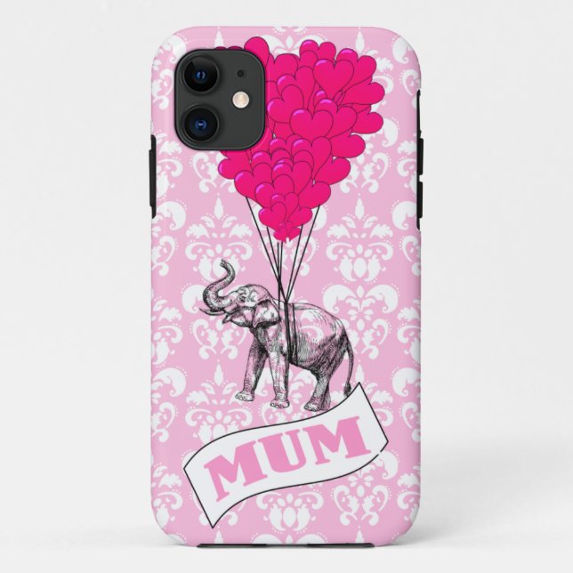 Funda De Case-Mate Para iPhone Mamá con elefante rosa (Reverso)