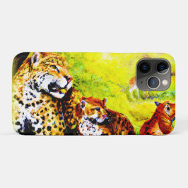 Funda Para iPhone 11 Pro Mamá jaguar y cachorros relajándose en la jungla.