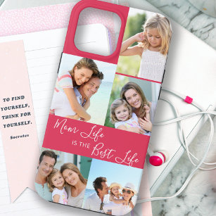 Funda Para iPhone 13 Pro Max Mamá la vida es el mejor rosa brillante de la vida