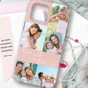 Funda Para iPhone 13 Pro Max Mamá la vida es el mejor rosa de foto de 5 años