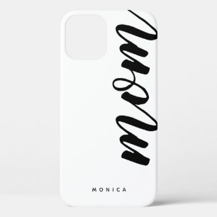 Funda Para iPhone 12 Mamá Minimalista negra y blanca