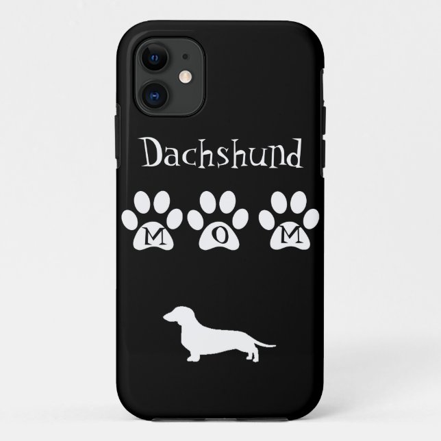 Funda De Case-Mate Para iPhone Mamá negra/blanca del Dachshund (Reverso)