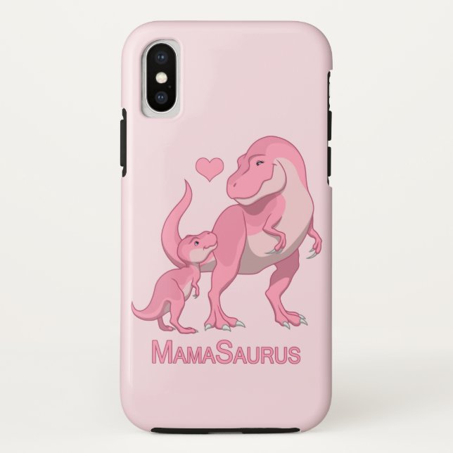 Funda De Case-Mate Para iPhone MamaSaurus T-Rex y dinosaurios de la niña (Reverso)