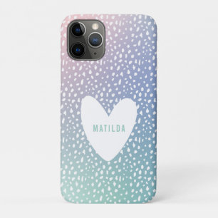 Funda Para iPhone 11 Pro Mancha pintada + gradiente de corazón pastel perso