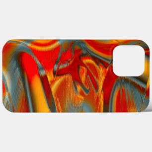 Funda Para iPhone 13 Pro Max Manchas curvadas de rojo rayado a naranja sobre hi