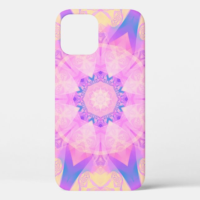 Funda De Case-Mate Para iPhone Mandala abstracta retro digital. Flor brillante. B (Reverso )