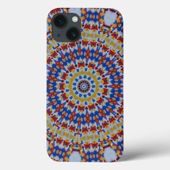 Funda De Case-Mate Para iPhone Mandala amarillo azul (Reverso)