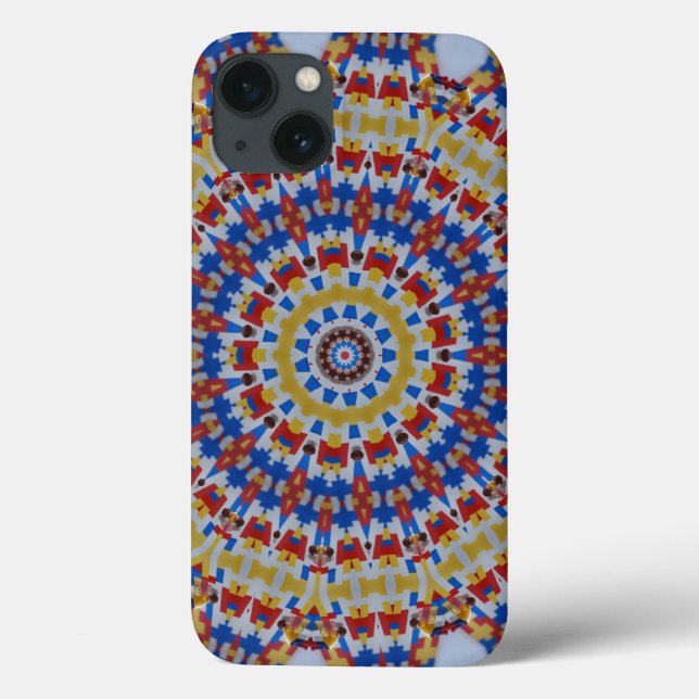 Funda De Case-Mate Para iPhone Mandala amarillo azul (Reverso)