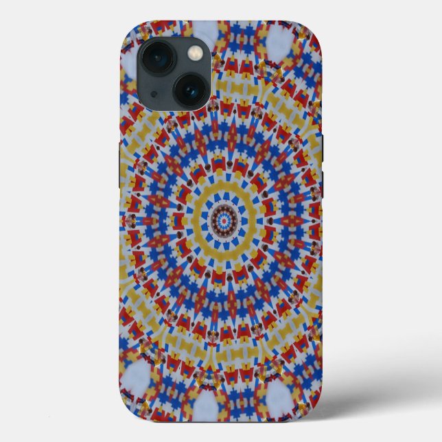 Funda De Case-Mate Para iPhone Mandala amarillo azul (Reverso )