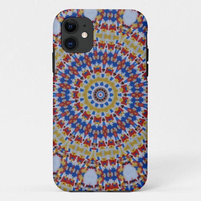 Funda De Case-Mate Para iPhone Mandala amarillo azul (Reverso)