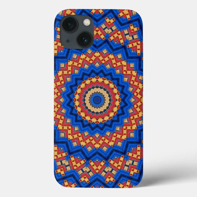 Funda De Case-Mate Para iPhone Mandala azul naranja (Reverso)