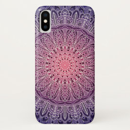 Funda Para iPhone X Mandala blanca en fondo púrpura