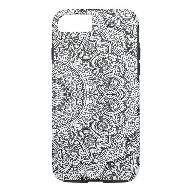 Funda De Case-Mate Para iPhone Mandala blanco y negro (Reverso)