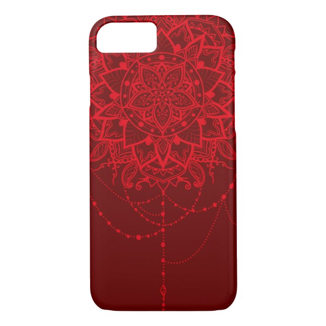 Funda De Case-Mate Para iPhone Mandala burgundy Indian (Reverso)