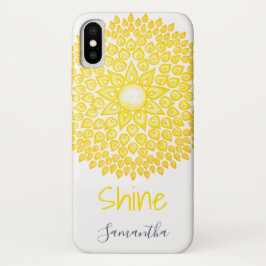Funda Para iPhone X Mandala colorida de Sun del amarillo del brillo