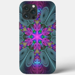 Funda Para iPhone 13 Pro Max Mandalá Colorido Arte Fractal Impactante Calidosco