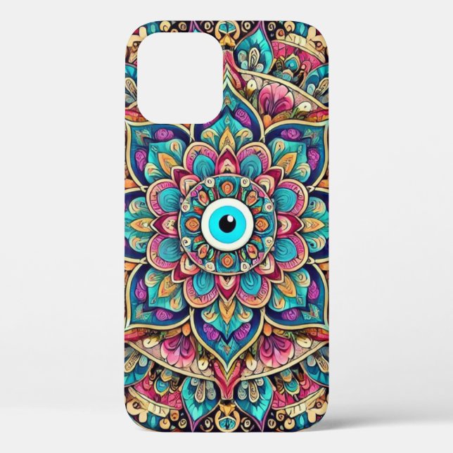 Funda De Case-Mate Para iPhone Mándala con ojo malvado (Reverso )