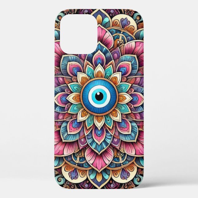 Funda De Case-Mate Para iPhone Mándala con ojo turco (Reverso )