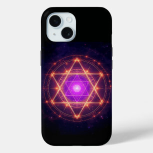 Funda Para iPhone 15 Mandala de Geometría Sagrada: Luz dentro del Cosmo