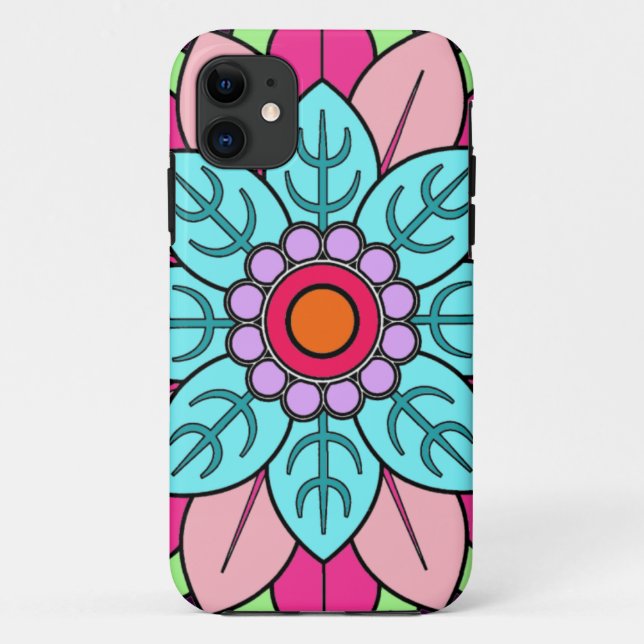 Funda De Case-Mate Para iPhone Mandala de la flor (Reverso)