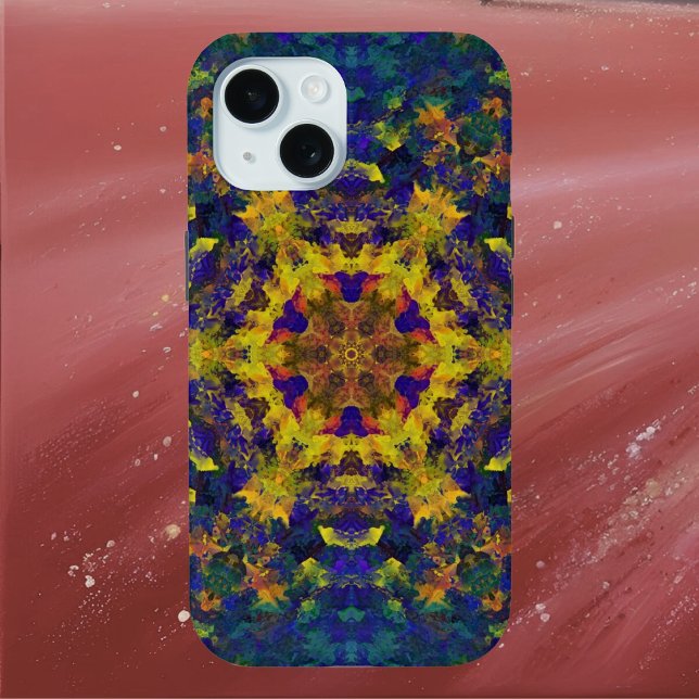Funda De Case-Mate Para iPhone Mandala digital amarillo azul y verde (Subido por el creador)