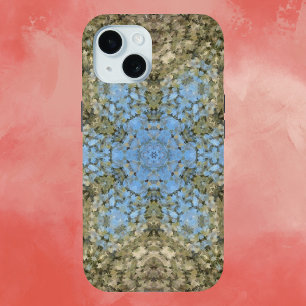 Funda Para iPhone 15 Mandala digital amarillo y azul