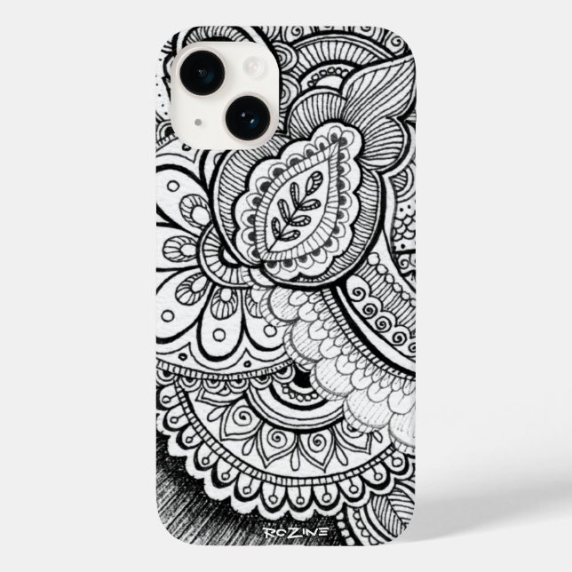 Funda De Case-Mate Para iPhone Mandala elegante moderna en blanco y negro (Reverso )