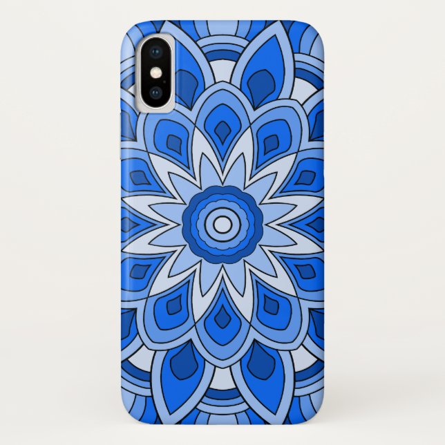 Funda De Case-Mate Para iPhone Mandala en azul (Reverso)