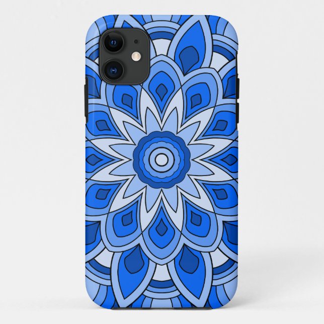 Funda De Case-Mate Para iPhone Mandala en azul (Reverso)