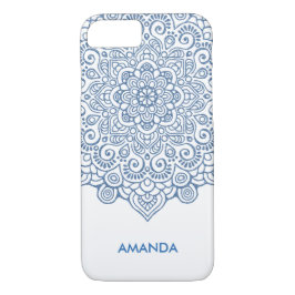 Funda Para iPhone 8/7 Mandala, insignificante insignia metálica azul de 
