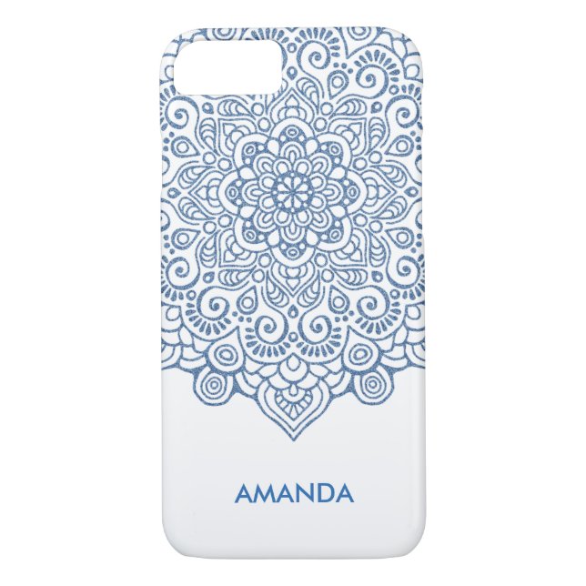 Funda De Case-Mate Para iPhone Mandala, insignificante insignia metálica azul de  (Reverso)