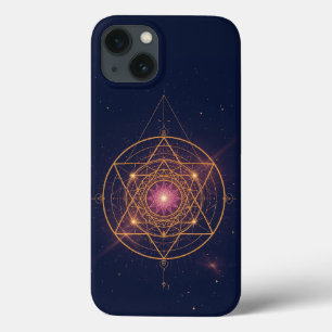 Funda Para iPhone 13 Mandala Luminoso de Armonía Dorada